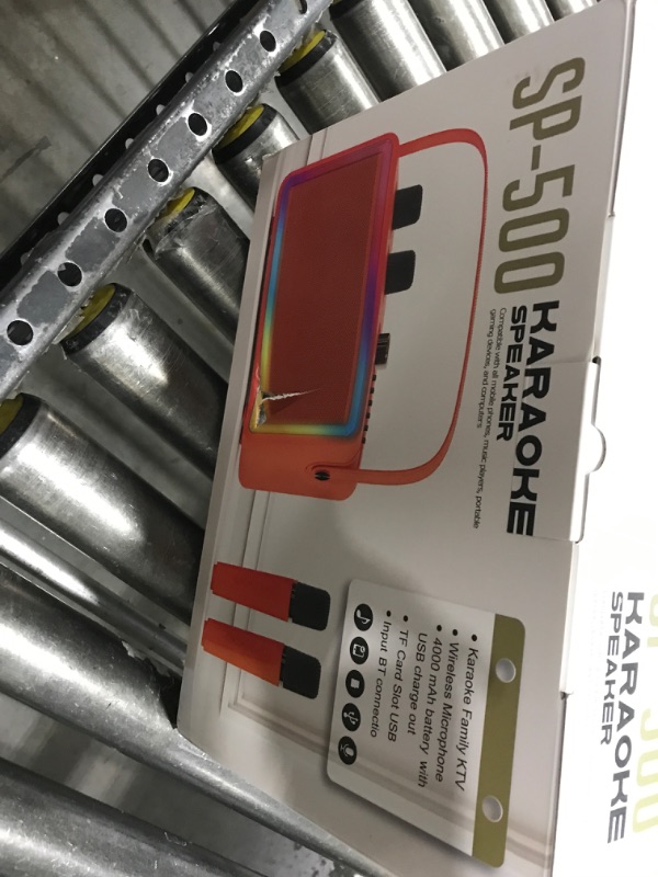 Photo 1 of Karaoke Machine, Karaoke Speaker with 2 Karaoke Microphone Wireless, Retro Karaoke Machine for Adults Kids, Bluetooth Speaker with PA System, LED Lights, Supports TF Card, USB, AUX(Brwon)