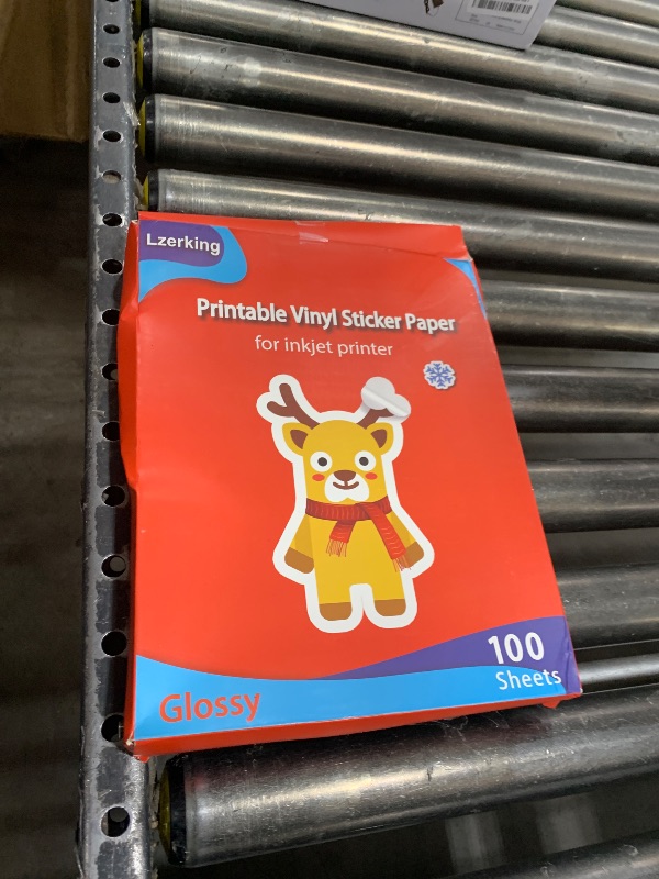 Photo 1 of Lzerking Printable Vinyl Glossy Sticker Paper for Inkjet Printer 100 Sheets White Waterproof Self-Adhesive Sheets 8.5x11 Inches