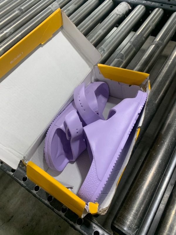 Photo 1 of VICT POPU Womens Sandals Adjustable Double Buckle Strap Waterproof EVA Flat Slides, LIGHT PURPLE 7