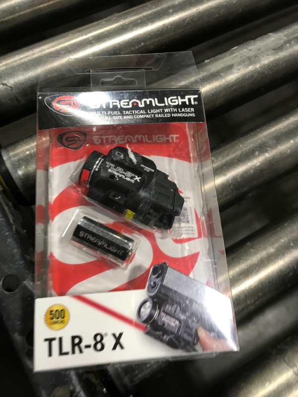 Photo 1 of Streamlight 69414 TLR-8 X 500-Lumen Tactical Weapon Light with Integrated Red Aiming Laser for Select Handguns, Includes Rear Switch Options, Mounting Kit, and Keys, Black