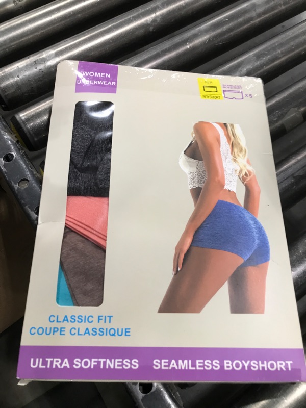 Photo 1 of R RUXIA Women's Boyshort Panties Seamless Nylon Underwear Stretch Boxer Briefs 5 Pack
