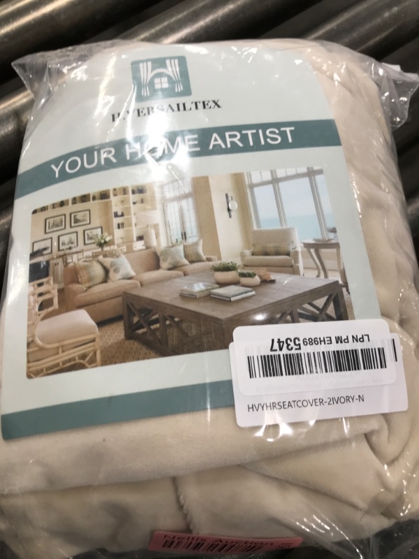 Photo 1 of H.VERSAILTEX Velvet Stretch Couch Cushion Cover Plush Cushion Slipcover for Chair Loveseat Sofa Cushion Furniture Protector Seat Cushion Sofa Cover (2 Piece Medium Sofa Cushion Covers, Ivory)