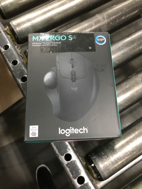 Photo 1 of Logitech MX Ergo S Advanced Wireless Trackball Mouse, USB-C Rechargeable Wireless Ergonomic Mouse with Bluetooth and Encrypted Dongle, 6 Programmable Buttons, for PC/Mac - Graphite