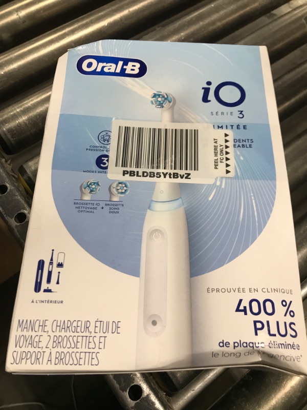 Photo 1 of Oral-B iO Deep Clean Rechargeable Electric Powered Toothbrush, White with iO Series 3 Limited, 2 Brush Heads and Travel Case - Pressure Sensor to Protect Gums - 3 Cleaning Settings - 2 Minute Timer