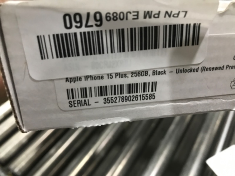 Photo 1 of Apple iPhone 15 Plus, 256GB, Black - Unlocked (Renewed Premium)