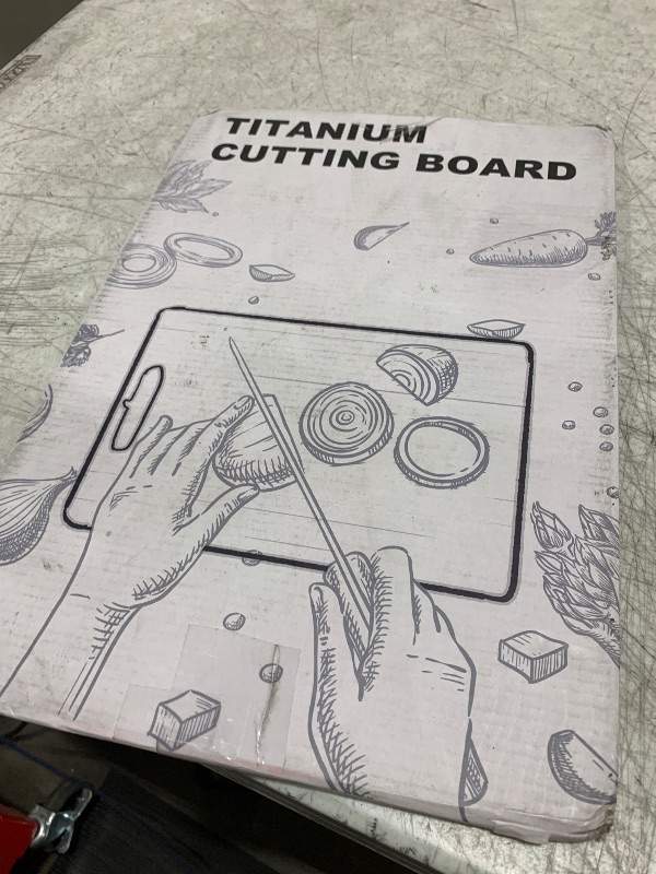 Photo 1 of 100% Titanium Cutting Board for Kitchen - Dishwasher Safe Chopping Boards with Handle, Reversible Charcuterie Board for Home Counter Outdoor Camping Housewarming Gifts for Women