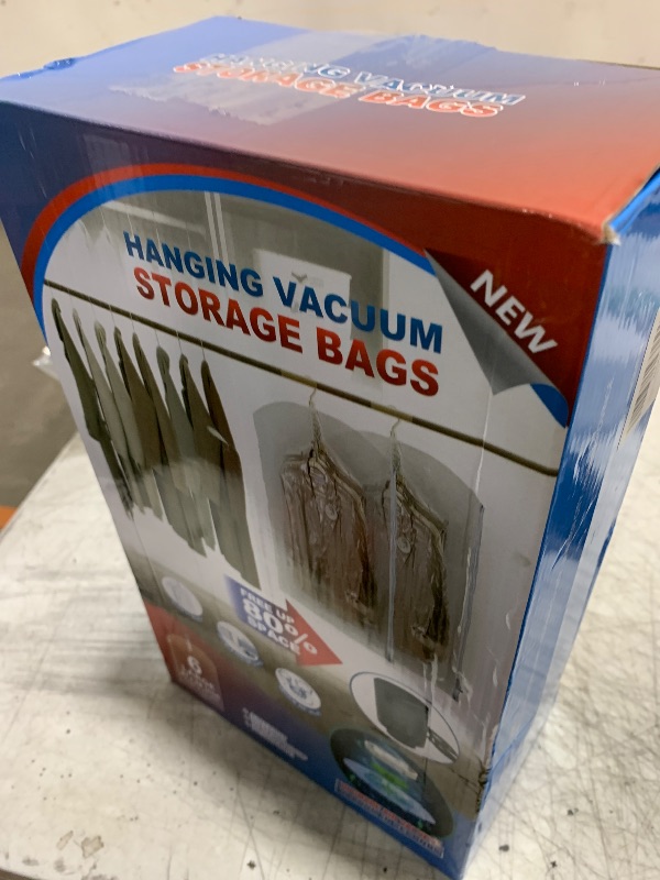 Photo 1 of Hanging Vacuum Storage Bags, 6 Pack Hanging Storage Bags for Clothes With Electric Pump, Vacuum Sealed for Suits, Dress, Jackets (6 Short)