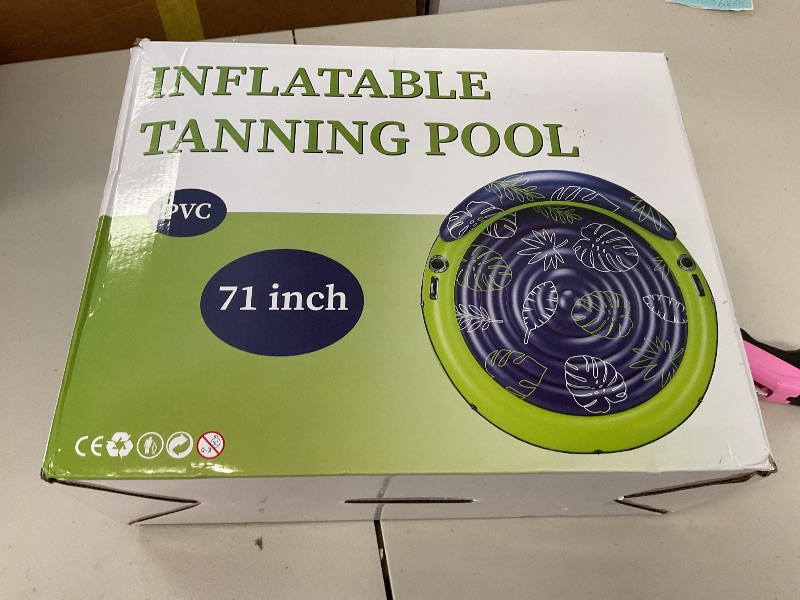 Photo 1 of JOSEN Pool Floats Adult, Inflatable Tanning Pool - Extra Large Pool Floats for Adults Heavy Duty, Round Pool Rafts, River Lake Floaties Water Floats with Cup Holders