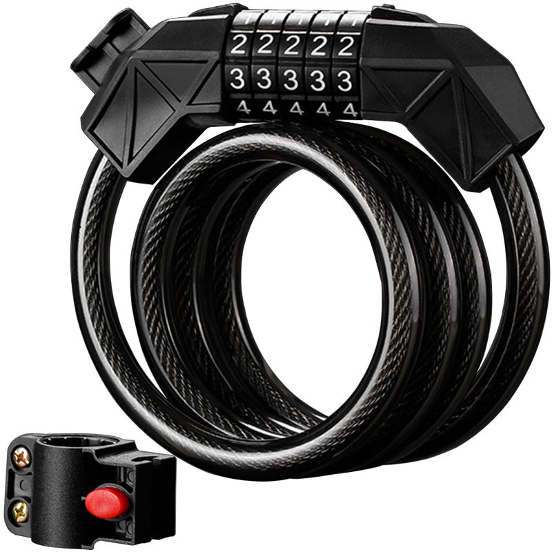 Photo 1 of Premium Bike Lock, Bike Locks Heavy Duty Anti Theft, High Security 5 Digit Resettable Coiling Bicycle Locks for Scooters, Motorcycle, Bike, 3.9ft Bike Lock Cable Lock Combination with Mounting Bracket