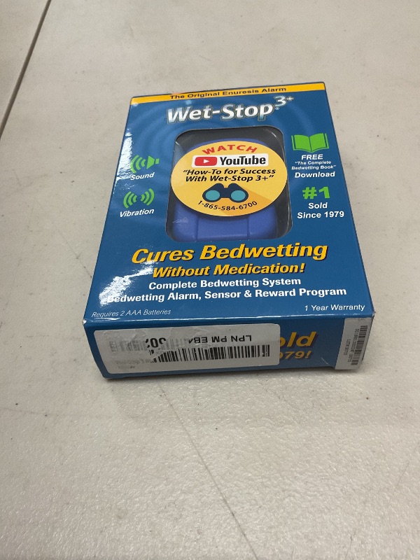 Photo 1 of Wet-Stop 3 Blue Bedwetting Enuresis Alarm with Loud Sound and Strong Vibration for Boys or Girls, Proven Solution for Bedwetters