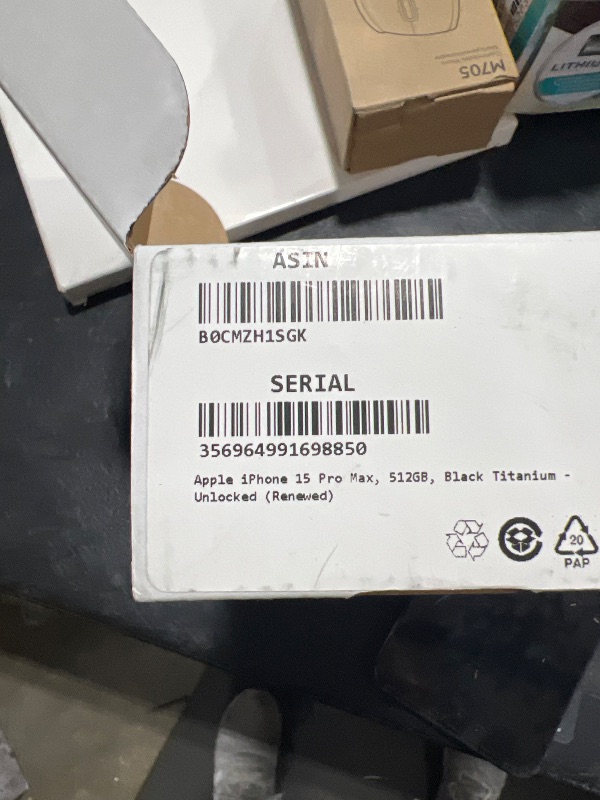Photo 1 of Apple iPhone 15 Pro Max, 512GB, Black Titanium - Unlocked (Renewed)