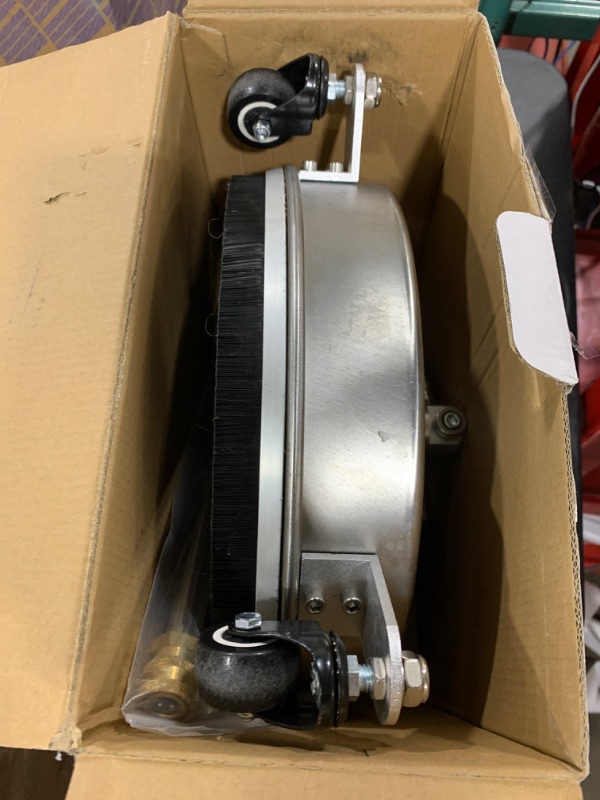 Photo 1 of Biswing 14" Pressure Washer Surface Cleaner with 4 Wheels, Stainless Steel Power Washer Accessory for Driveways Sidewalks Patios Cleaning, 1/4" Quick Connector, 2 Extension Wand Attachments, 4000 PSI