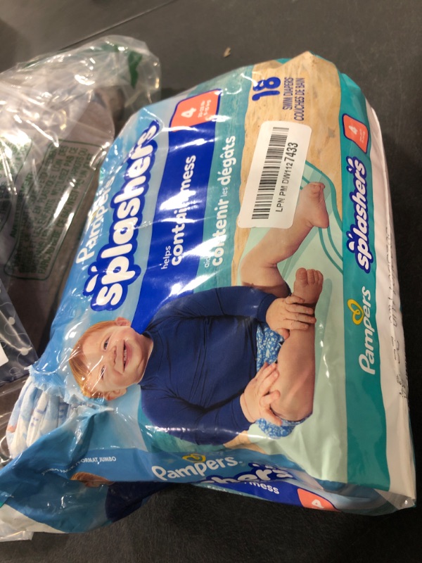 Photo 1 of Pampers Swim Diapers - Splashers - Size 4, 18 Count, Gap-Free Disposable Baby Swimming Pants