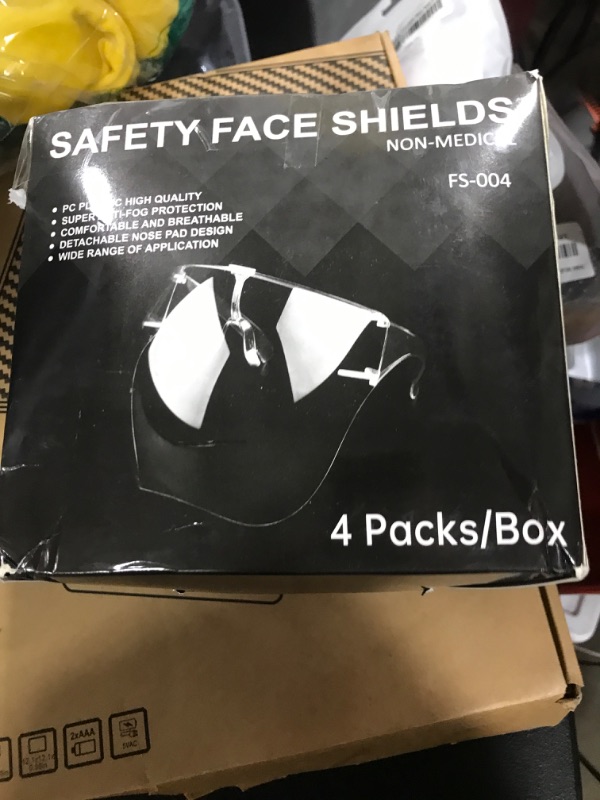 Photo 1 of 4 Pack Face Shield with Glasses, Face Mask Shield Anti-Fog Clear Ultra Clear Reusable Protective Plastic Face Shield Mask Droplet Splash Guard for Women Men Kids