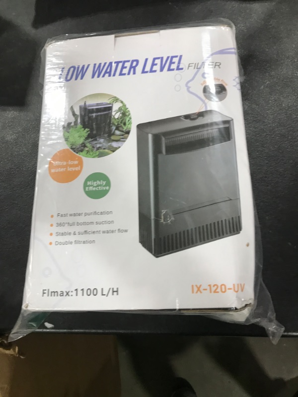 Photo 1 of Turtle Tank Filter Aquarium Filter w/ Detachable U-V Light for 40-80Gal. Waterfall Flow Adjustable Low Water Level Internal Green Clean Machine Killing Deodorization Saltwater Freshwater Crystal Clear