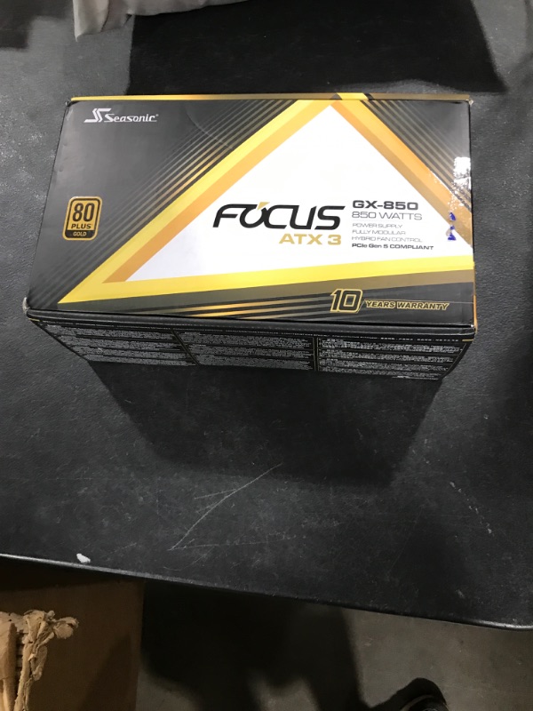 Photo 1 of Seasonic Focus GX-850 White ATX3, 850W 80+ Gold Full-Modular, Fan Control in Fanless, Silent, Cooling Mode, 40/50 Series, 10 Year Warranty, Power Supply for Gaming, SRP-FGX851-A5A32SF.