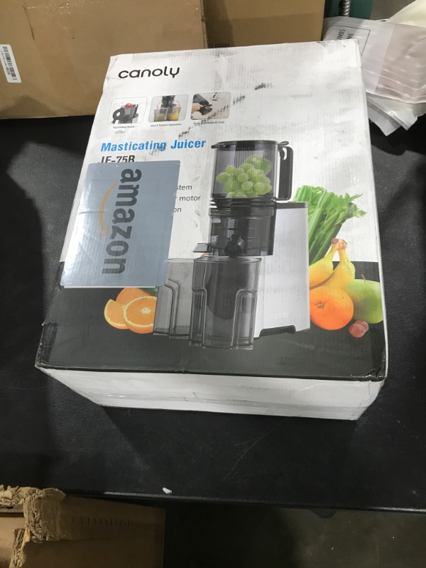 Photo 1 of Cold Press Juicer, 5.8" Wide Feed Chute Juice Extractor Machine with 400W, High Juice Yield, Slow Masticating Juicer for Whole Vegetables & Fruits, Metallic Silver