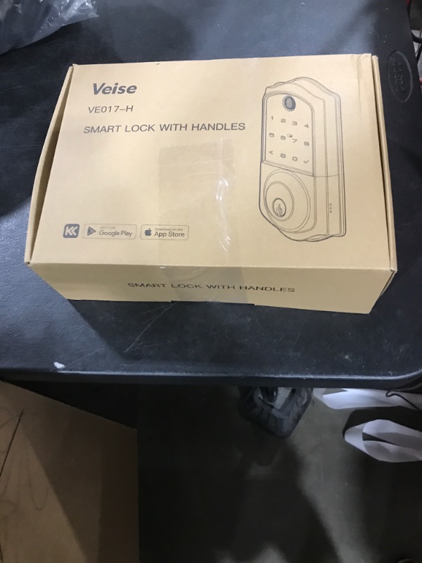 Photo 1 of Veise VE017-H Fingerprint Smart Front Door Lock Set, App Control, Keyless Entry Deadbolt with Handle, Smart Deadbolt, Emergency Power Port, Touchscreen Keypad, Auto Lock, Easy Install, Matte Black