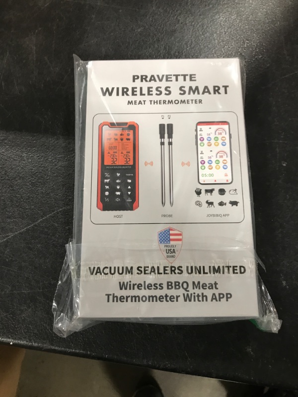 Photo 1 of PRAVETTE Smart Bluetooth Meat Thermometer - Long Range Wireless Food Thermometer, Digital Meat Thermometer with Dual Probes for BBQ Grill, Oven, Smoker, Air Fryer