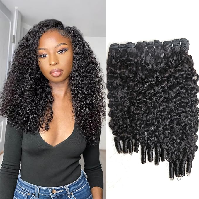 Photo 1 of Human Hair Bundles 12A Water Wave 3 Bundles 12 inch Wet and Wavy Human Weave Bundle Natural Curly Hair Extensions