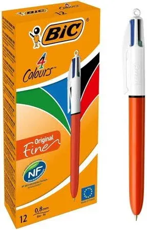 Photo 1 of BIC - Refillable Ballpoint - Retractable Fine Point Four Ink Colours - Plastic Body - Set of 12