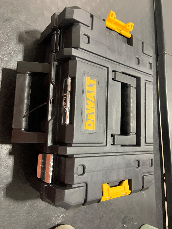 Photo 1 of DEWALT TSTAK II Tool Box, 13 Inch, Flat Top, Holds Up To 66 lbs, Flexible Platforms for Stacking (DWST17807)