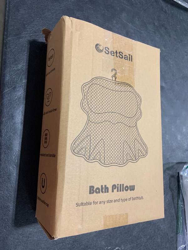 Photo 1 of SetSail Bath Pillow, Relaxing Bath Pillows for Tub Neck and Back Support Soft 4D Breathable Air Mesh Ergonomic Bathtub Pillow with 6 Strong Suction Cups and Hook Luxury Bathroom Accessories,White