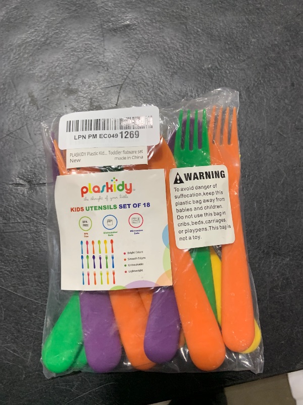 Photo 1 of PLASKIDY Toddler Utensils Set of 18 Plastic Kids Utensils Forks and Spoons - BPA FREE/Dishwasher Safe Toddler Flatware Set Brightly Colored Children's Safe Silverewre Cutlery Set
