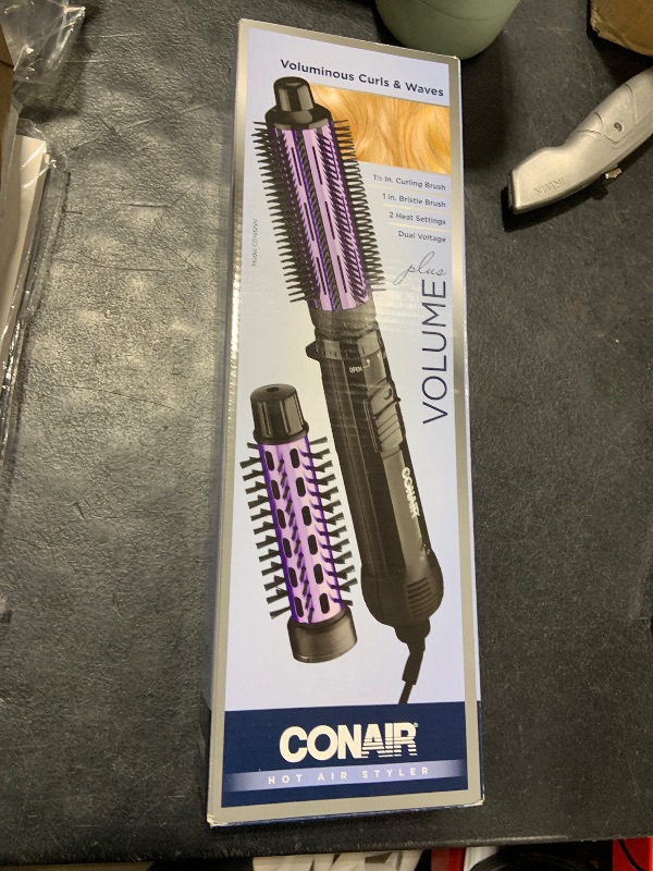 Photo 1 of Conair 2-in-1 Hot Air Curling Combo, Includes 1.5-inch Curl Brush and 1-inch Aluminum Bristle Brush