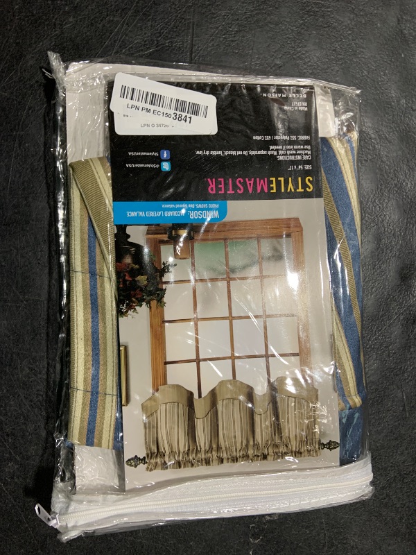 Photo 1 of Collections Etc Windsor Jaquard Layered Valance Color: Blue