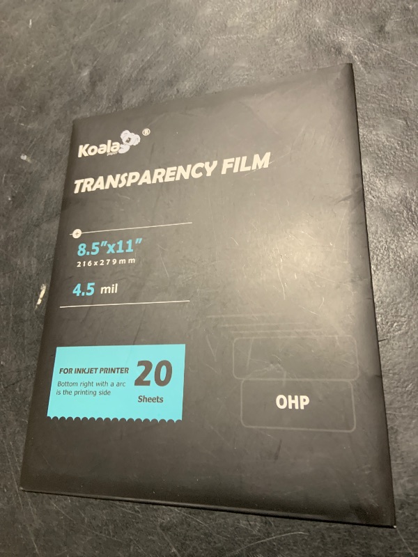 Photo 1 of Koala OHP Film Overhead Projector Film 8.5x11 Inch Single Side Printing Film for Inkjet Printer