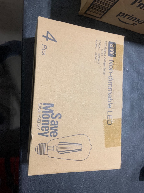 Photo 1 of 4-Pack Vintage LED Edison Bulbs 100W Equivalent 1400LM High Brightness 8W ST58 LED Filament Light Bulbs 3000K Warm White E26 Medium Base CRI90+ Antique Clear Glass for Home Dinning Room, Non-dimmable