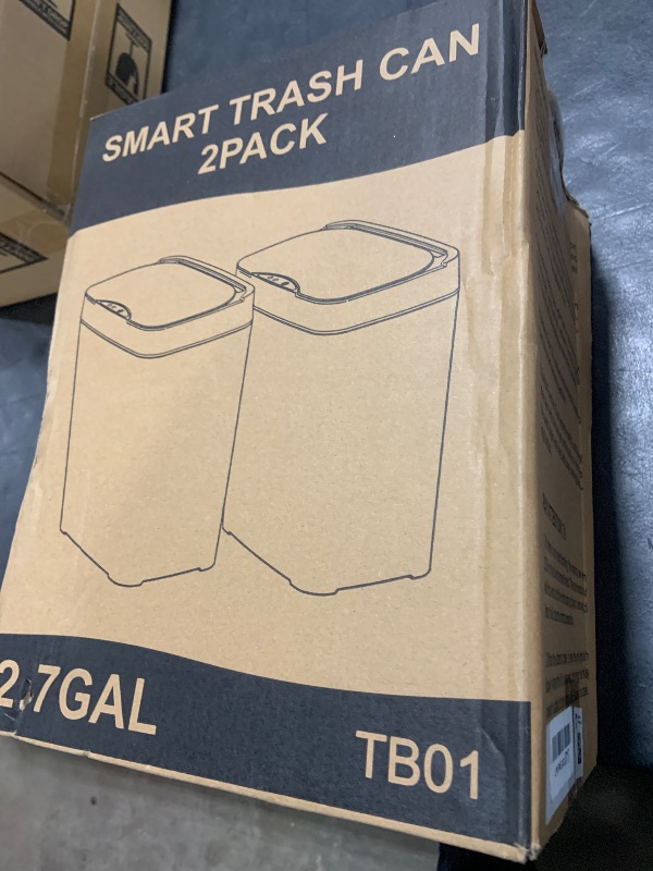 Photo 1 of Vanpopubs 2 Pack 2.7 Gal Bathroom Trash Can with Lid, Automatic Trash Can Small Smart Garbage Can Touchless, Slim Motion Sensor Waterproof Plastic Trash Bins for Bedroom Office Kitchen Toilet