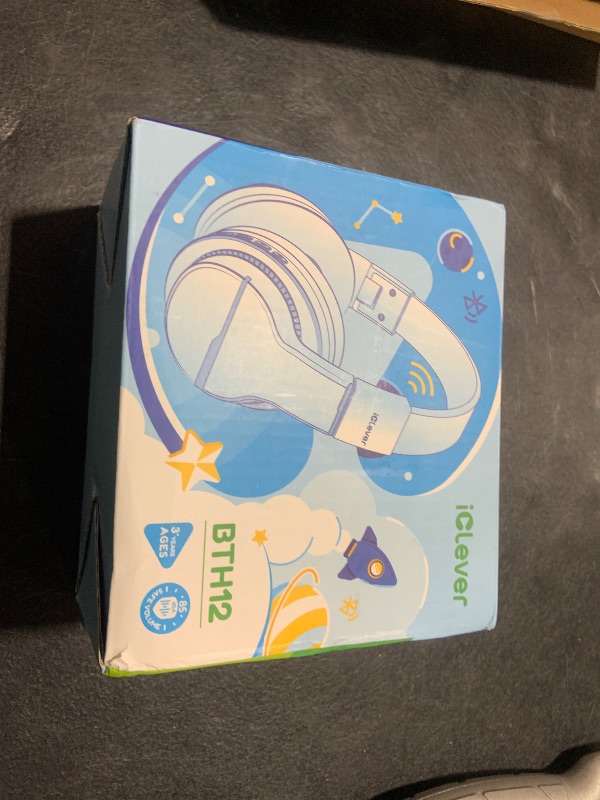 Photo 1 of iClever BTH12 Kids Bluetooth Headphones,Colorful LED Lights Kids Headphones Wireless,74/85dBA Safe Volume,85H Playtime,Fast Charging,Bluetooth 5.2,Over Ear,Built-in Mic for iPad/Tablet/Airplane,Blue