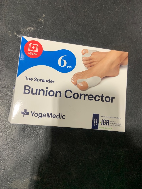 Photo 1 of YOGAMEDIC® Bunion Corrector Toe Separator for Big Toe to Relax, Spread and Stretch 6Pcs for Hallux Valgus & Bunion Support- 0% BPA Soft Silicone One-Size Pads, Protector for Overlapping Toes Unisex