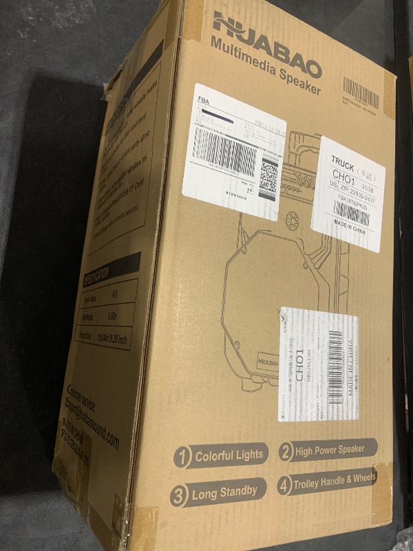 Photo 1 of HUABAO Karaoke Machine with 2 Wireless Microphones, Rolling Wheels and Trolley, 8800mAh Portable Bluetooth Speaker, PA System with Lights, Bass/Treble/Echo Adjustment for Party, Indoor and Outdoor