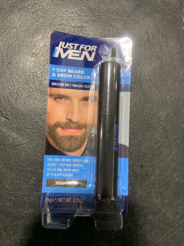 Photo 1 of Just for Men 1-Day Beard & Brow Color, Temporary Color for Beard and Eyebrows, For a Fuller, Well-Defined Look, Up to 30 Applications, Medium Brown