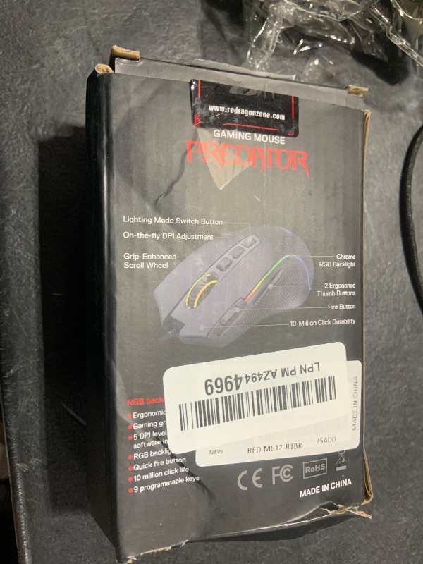 Photo 1 of Redragon M612 Predator RGB Gaming Mouse, 8000 DPI Wired Optical Mouse with 11 Programmable Buttons & 5 Backlit Modes, Software Supports DIY Keybinds Rapid Fire Button