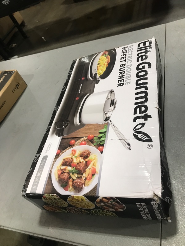 Photo 1 of Elite Gourmet EDB-302BF Countertop Double Cast Iron Burner, 1500 Watts Electric Hot Plate, Temperature Controls, Power Indicator Lights, Easy to Clean, Black