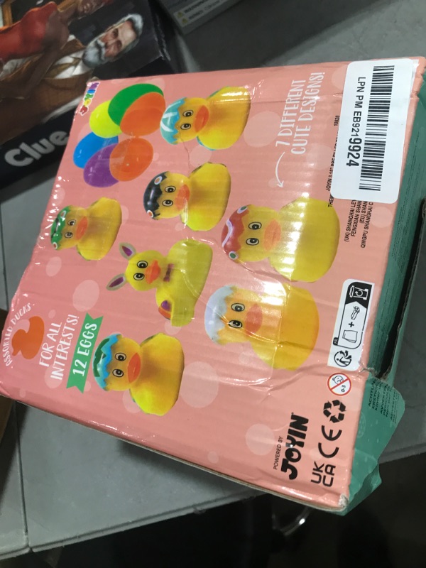 Photo 1 of JOYIN 12 Pcs Filled Easter Eggs with Rubber Duck and Rabbit Duckies, Bright Colorful Prefilled Easter Eggs for Kids Fun Bath Toys, Basket Stuffers and Party Favors