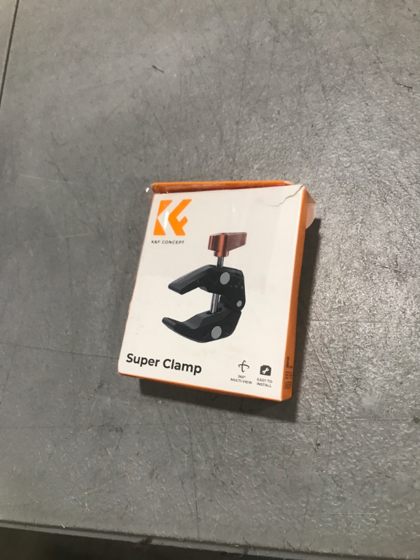 Photo 1 of K&F Concept Camera Mount Clamp, Super Crab Clamp with 1/4" Thread Holes, 60mm Max Opening, Payload 11 Lbs/5kg, for Round Pipe Flat Surface, Monitors, LED Lights, and Other Photographic Accessories