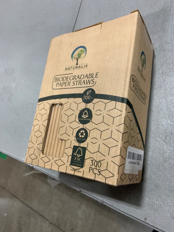 Photo 1 of Naturalik 300/1000-Pack Extra Durable Brown Paper Straws Biodegradable- Premium Toxin Free Paper Straws Bulk- Drinking Straws for Juices, Restaurants and Party supplies, 7.7" (Brown, 300ct)