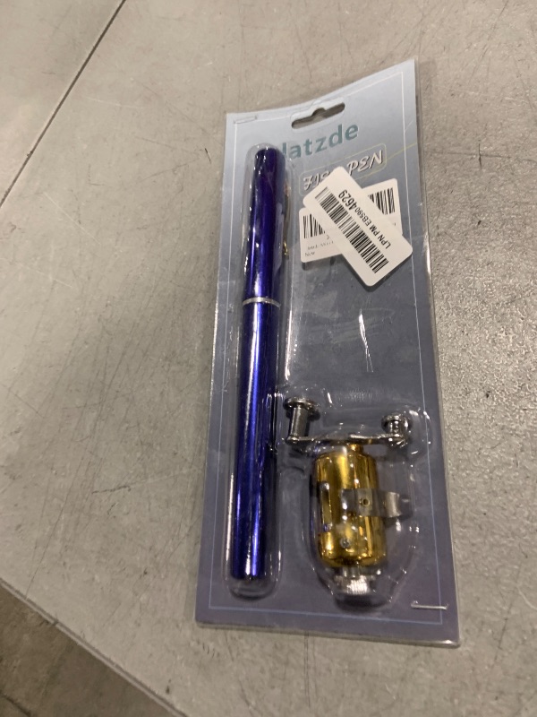 Photo 1 of Jatzde Mini Portable Pocket Fish Rod Pen Aluminum Alloy Fishing Rod Pole Reel Combos (Blue)