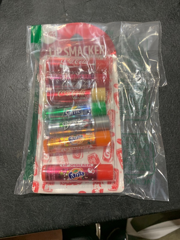 Photo 1 of Lip Smacker Coca-Cola Flavored Balm, 8 Count, Flavors Coke, Cherry Vanilla Sprite, Root Beer, Orange Fanta, Grape Strawberry Fanta