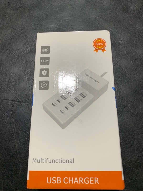 Photo 1 of Wyssay USB Charger,50W USB Charging Station with 10-Port (6 USB-A Port & 4 USB-C Port) Compatible with iPhone 15/14/13/13pro Max 12/12 Mini/12Pro/12 Pro Max/11,Tablets, Smartphones White