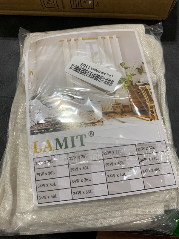 Photo 1 of LAMIT Short Window Linen Curtains 40 Inch Length for Kitchen, Semi Sheer Light Filtering Neutral Window Curtains Farmhouse Boho Bronze Grommet Panels for RV Camper, Cream Ivory, 2 Panels, 34 x 40 Inch