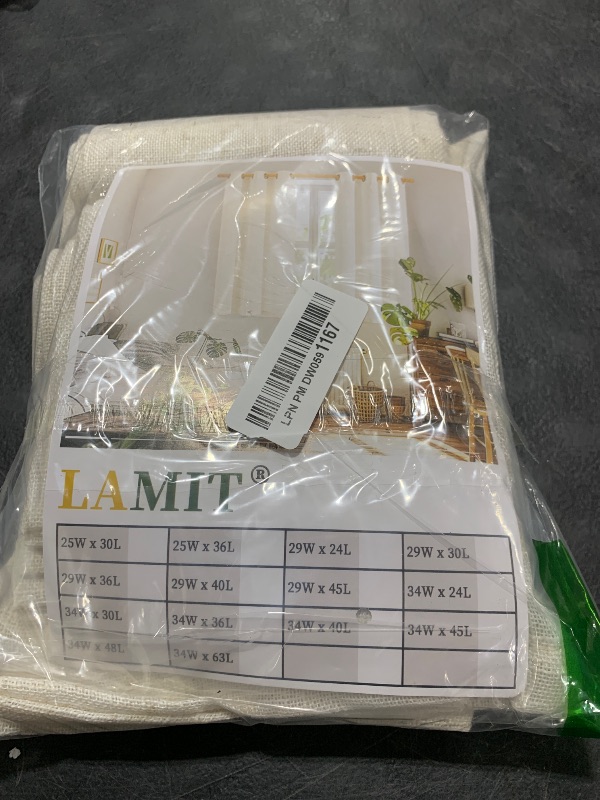 Photo 1 of LAMIT Short Window Linen Curtains 40 Inch Length for Kitchen, Semi Sheer Light Filtering Neutral Window Curtains Farmhouse Boho Bronze Grommet Panels for RV Camper, Cream Ivory, 2 Panels, 34 x 40 Inch