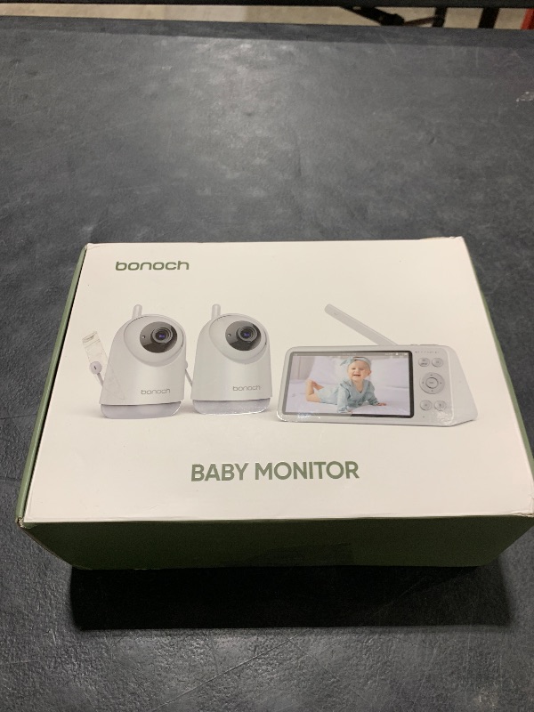 Photo 1 of bonoch Baby Monitor with 2 Cameras - 1800ft Ultra Long Range Split Screen Dual Baby Monitor No WiFi with Camera and Audio, 7800 mAh, Auto Night Vision, 110° Wide-Angle, Recording & Playback, VOX