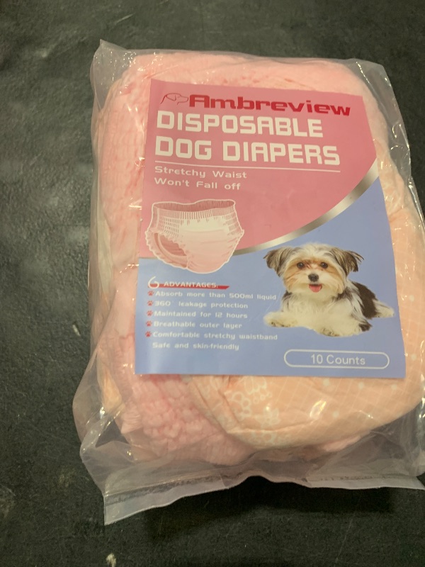 Photo 1 of Ambreview Disposable Dog Diapers Female, Just Pull It Up, Doggie Diapers for Female Dogs, Strong Absorbency | Leak Proof, for Dogs in Heat | Elderly | Disabled, S 10 PCS