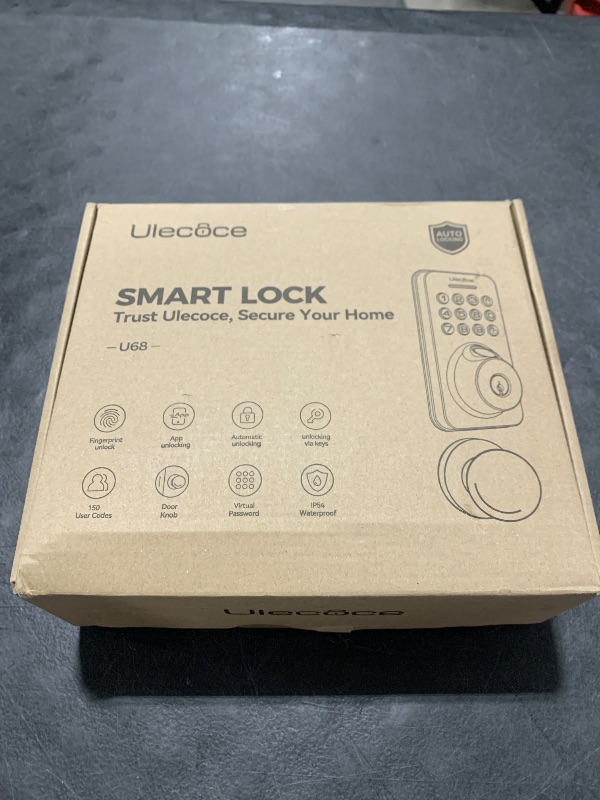 Photo 1 of Ulecoce Fingerprint Keypad Deadbolt with Handle Set, Keyless Entry Door Lock, Door Locks for Front Door Lock Set, App Control, Auto Locking, Easy to Install, Matte Black